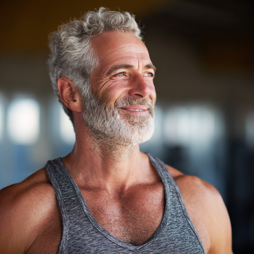 successful middle-aged person after cardio training